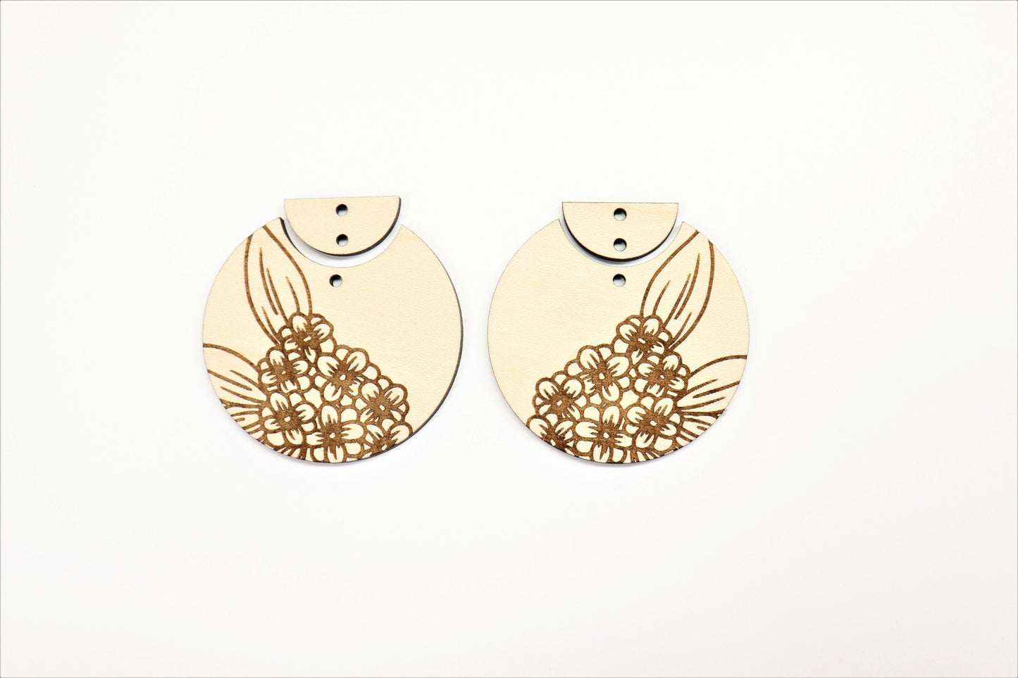 Flower 2 piece earring blanks, wood cutouts, earring blanks