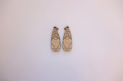 Gnome earring blanks, wood cutouts, earring blanks