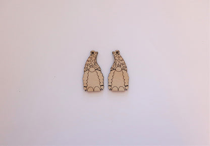 Gnome earring blanks, wood cutouts, earring blanks