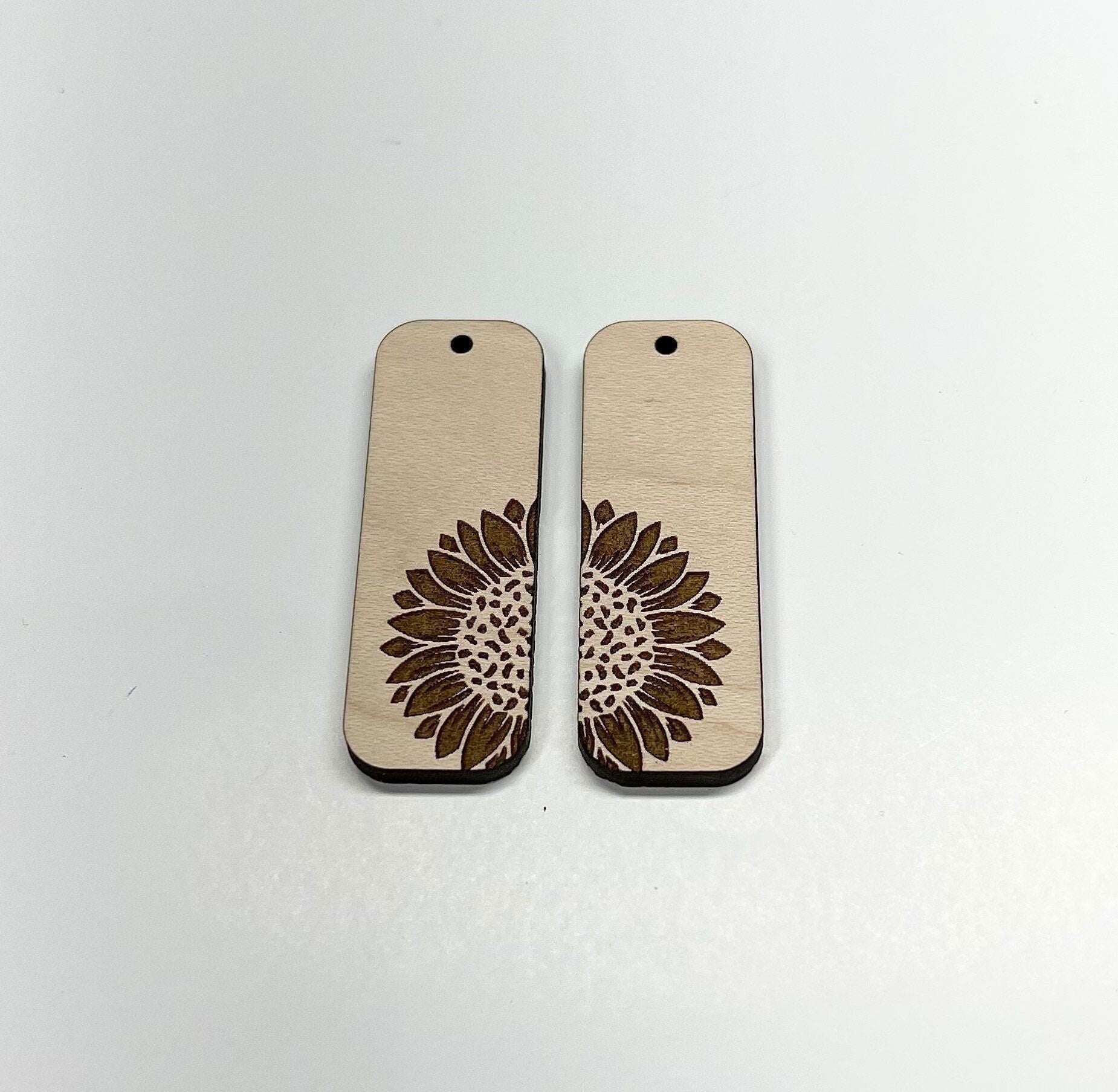 Sunflower bar earring blanks, wood blanks, wood cutouts