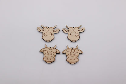 Cow face blanks, wood blanks, earring blanks