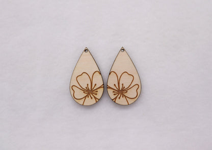 Teardrop wood earring blanks, wood cutouts, earring blanks