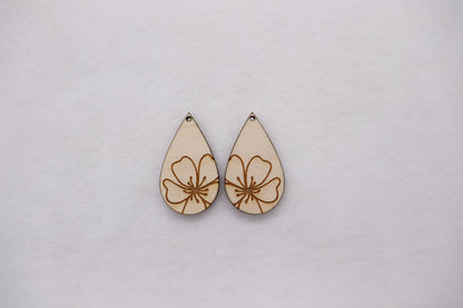 Teardrop wood earring blanks, wood cutouts, earring blanks