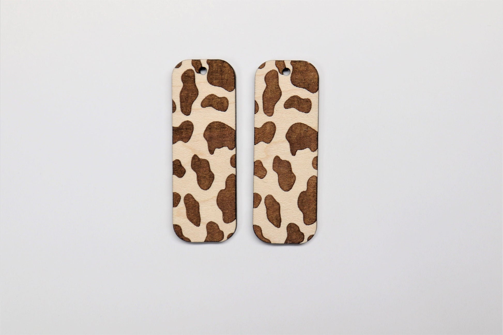 Cow print bar earring blanks, wood cutouts, DIY earrings