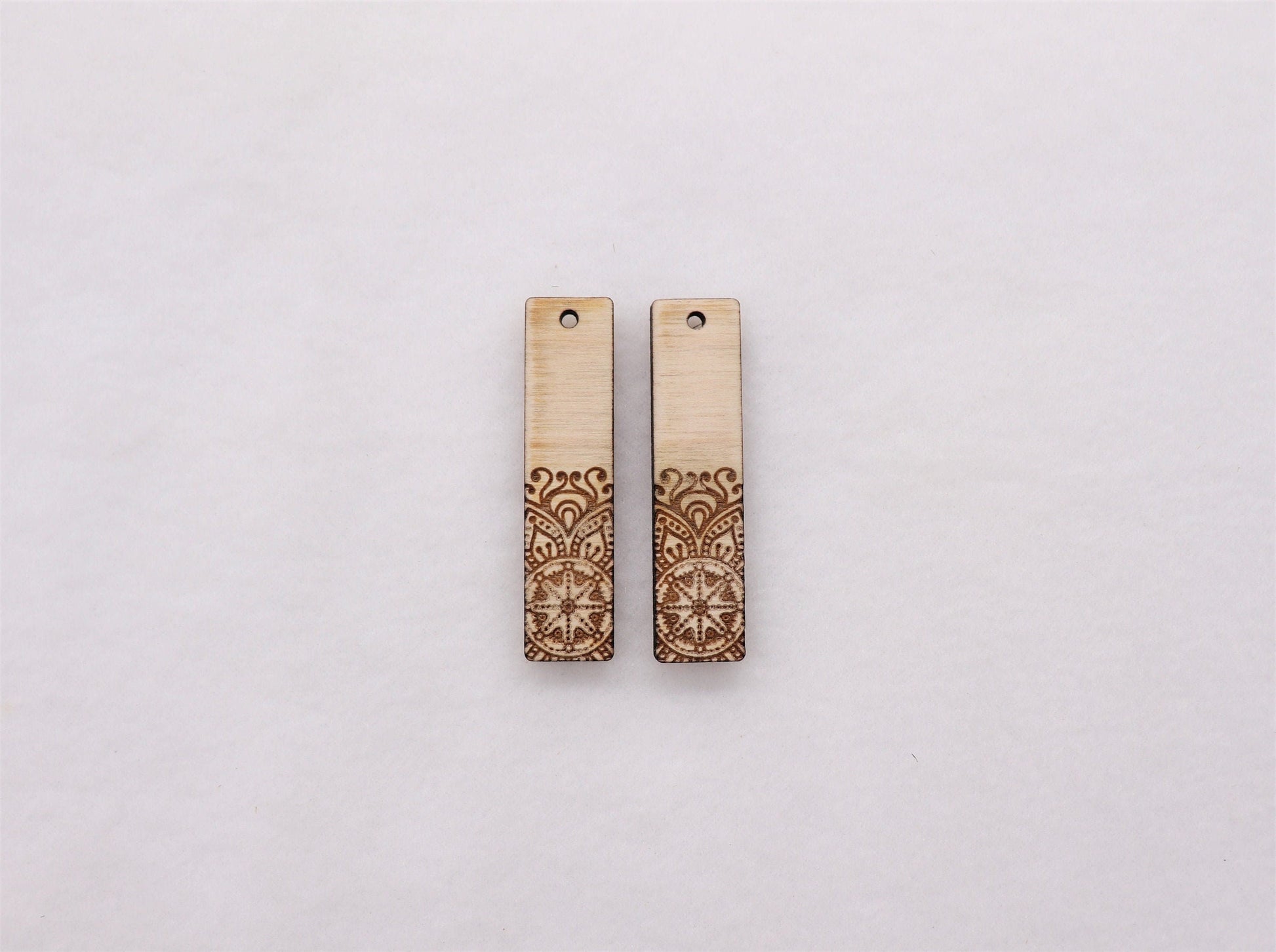 Engraved wood bar earring blanks, earring blanks, wood blanks