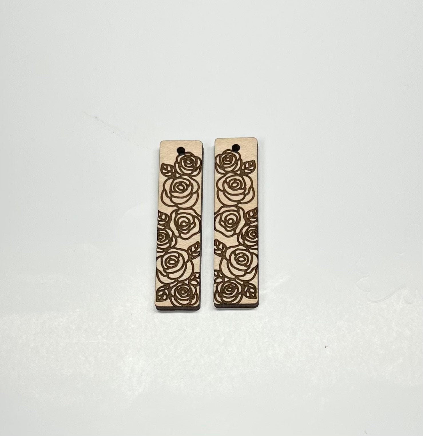 Engraved wood bar earring blanks, earring blanks, wood blanks