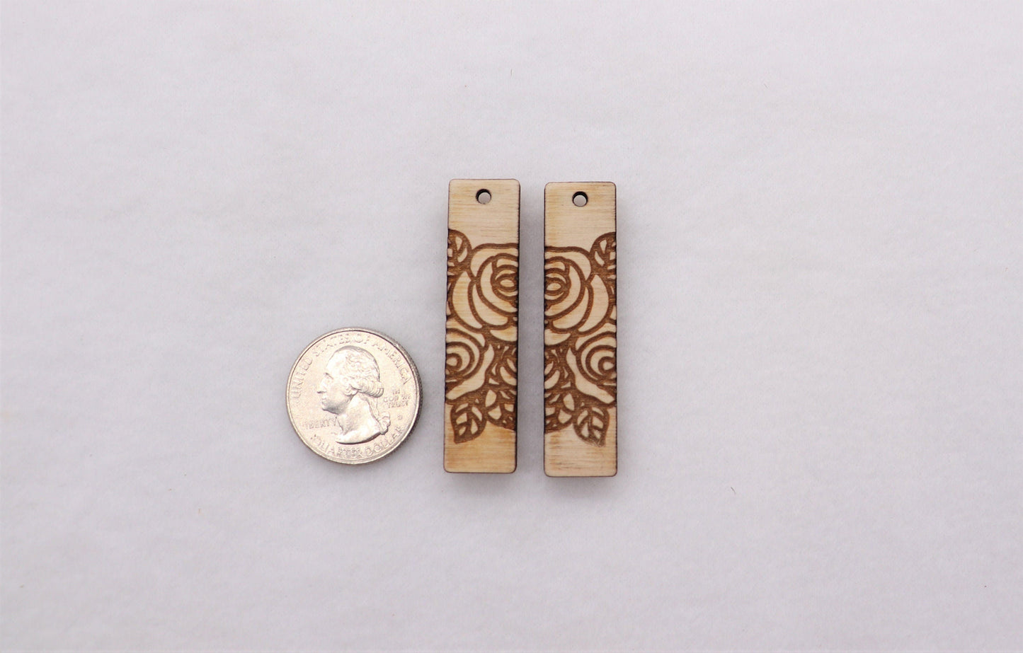 Engraved wood bar earring blanks, earring blanks, wood blanks