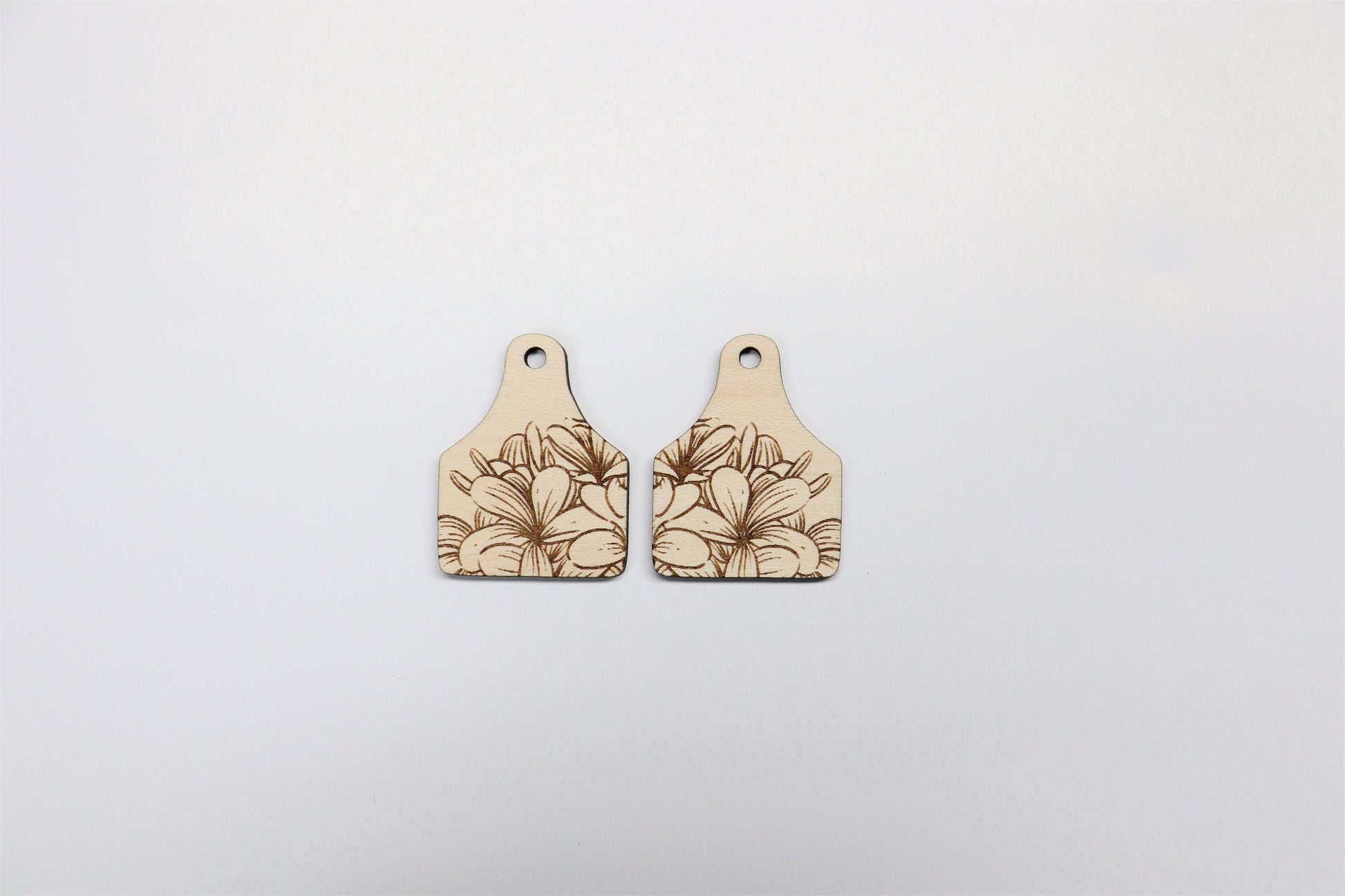 Cow tag earring blanks, wood blanks, wood cutouts