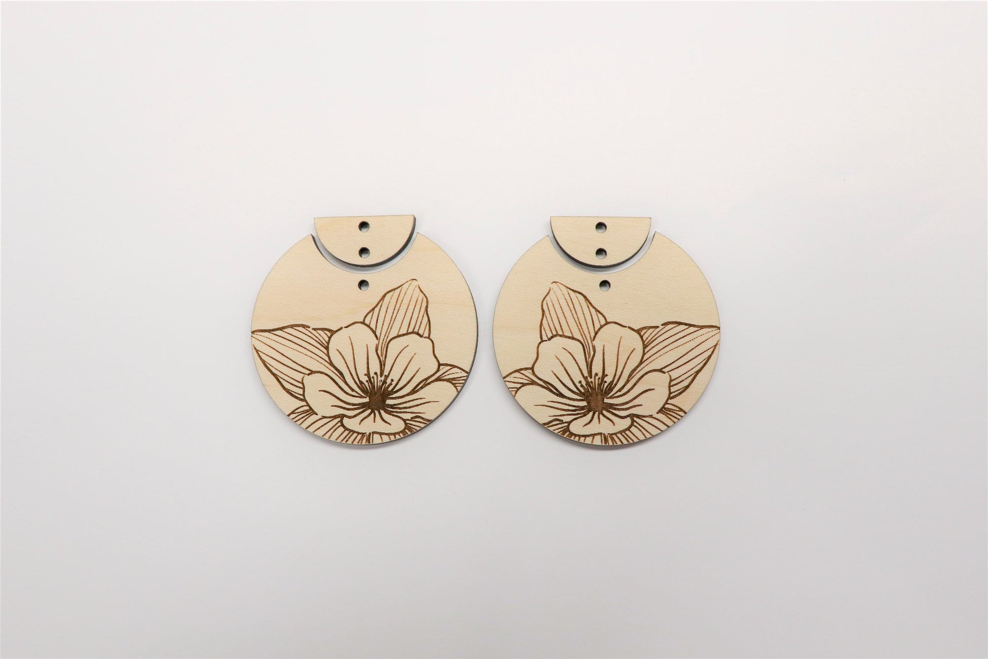 Flower 2 piece earring blanks, wood earrings, earring blanks