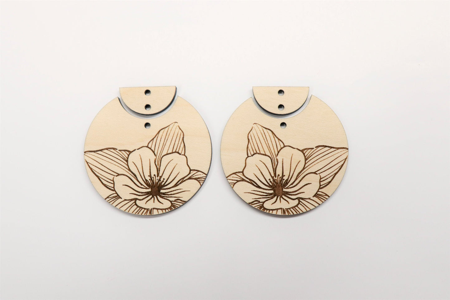 Flower 2 piece earring blanks, wood earrings, earring blanks