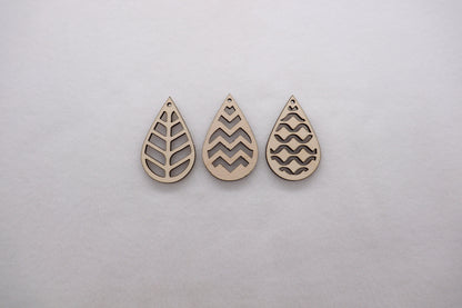 Teardrop wood earring blanks, earring blanks, wood teardrops