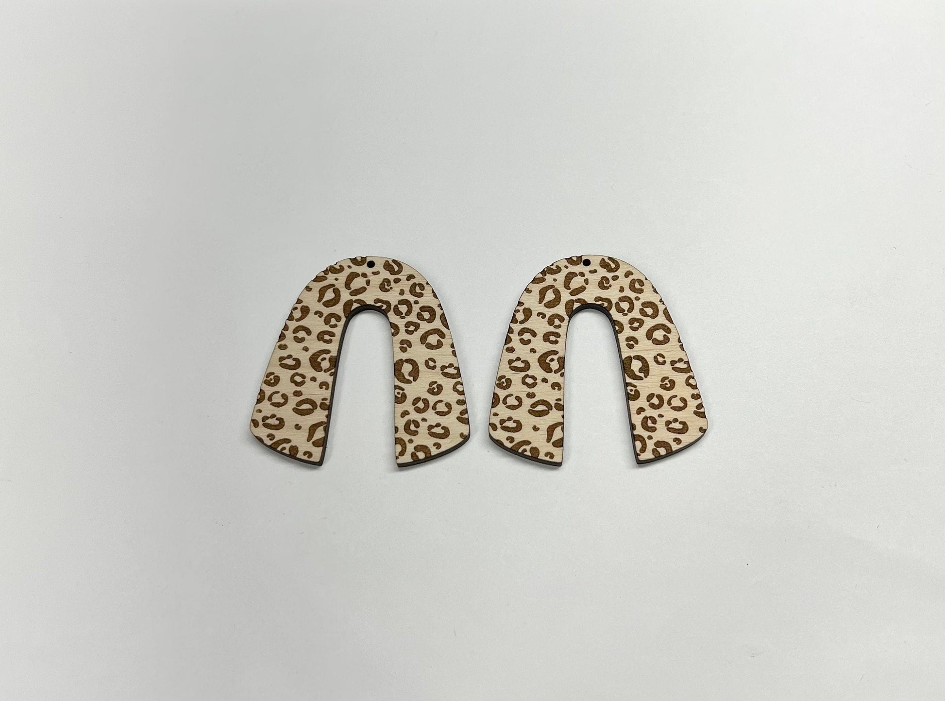 Leopard print horseshoe blanks, wood blanks, earring blanks