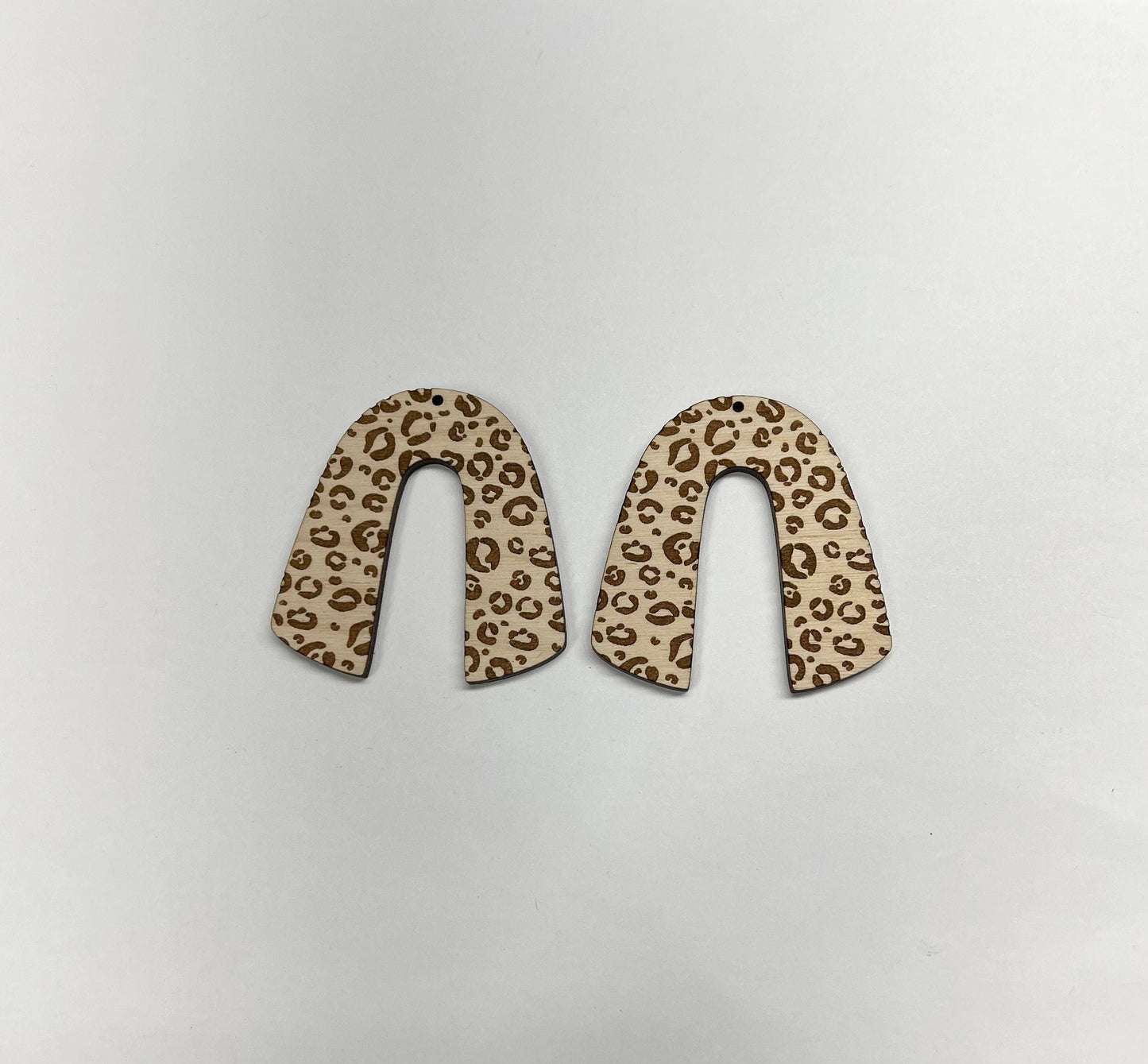 Leopard print horseshoe blanks, wood blanks, earring blanks