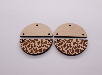 2 piece leopard print earring blanks, earring blanks