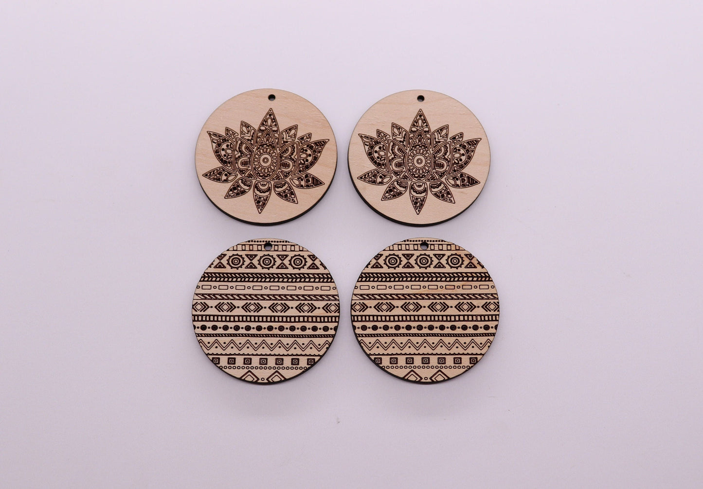 Round wood earring blanks, wood cutouts, earring blanks