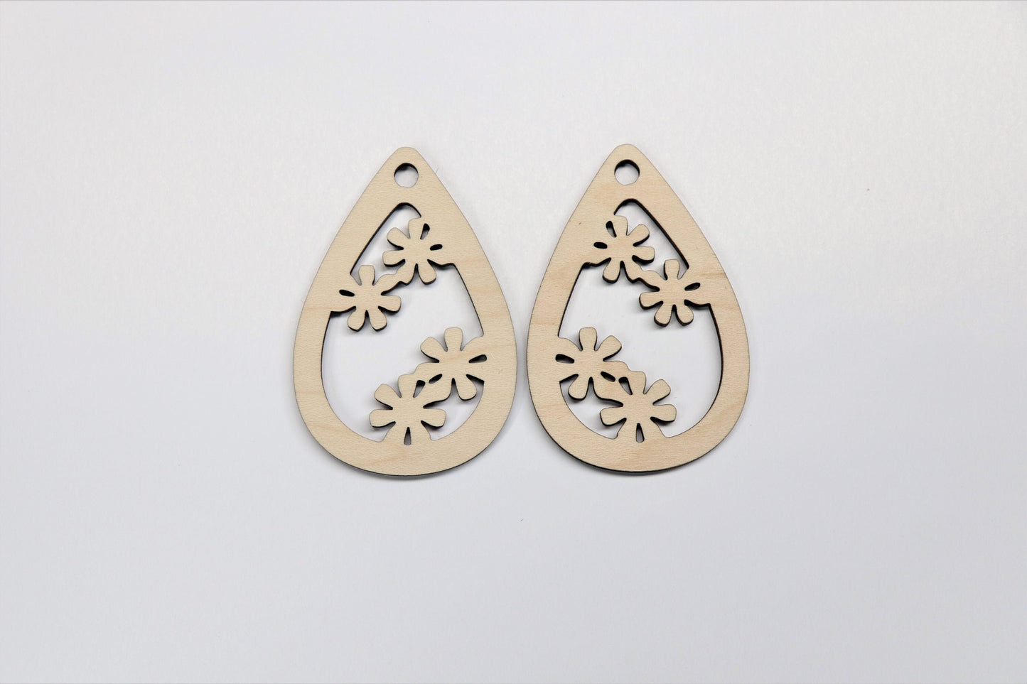 Flower teardrop earring blanks, wood earrings, earring blanks