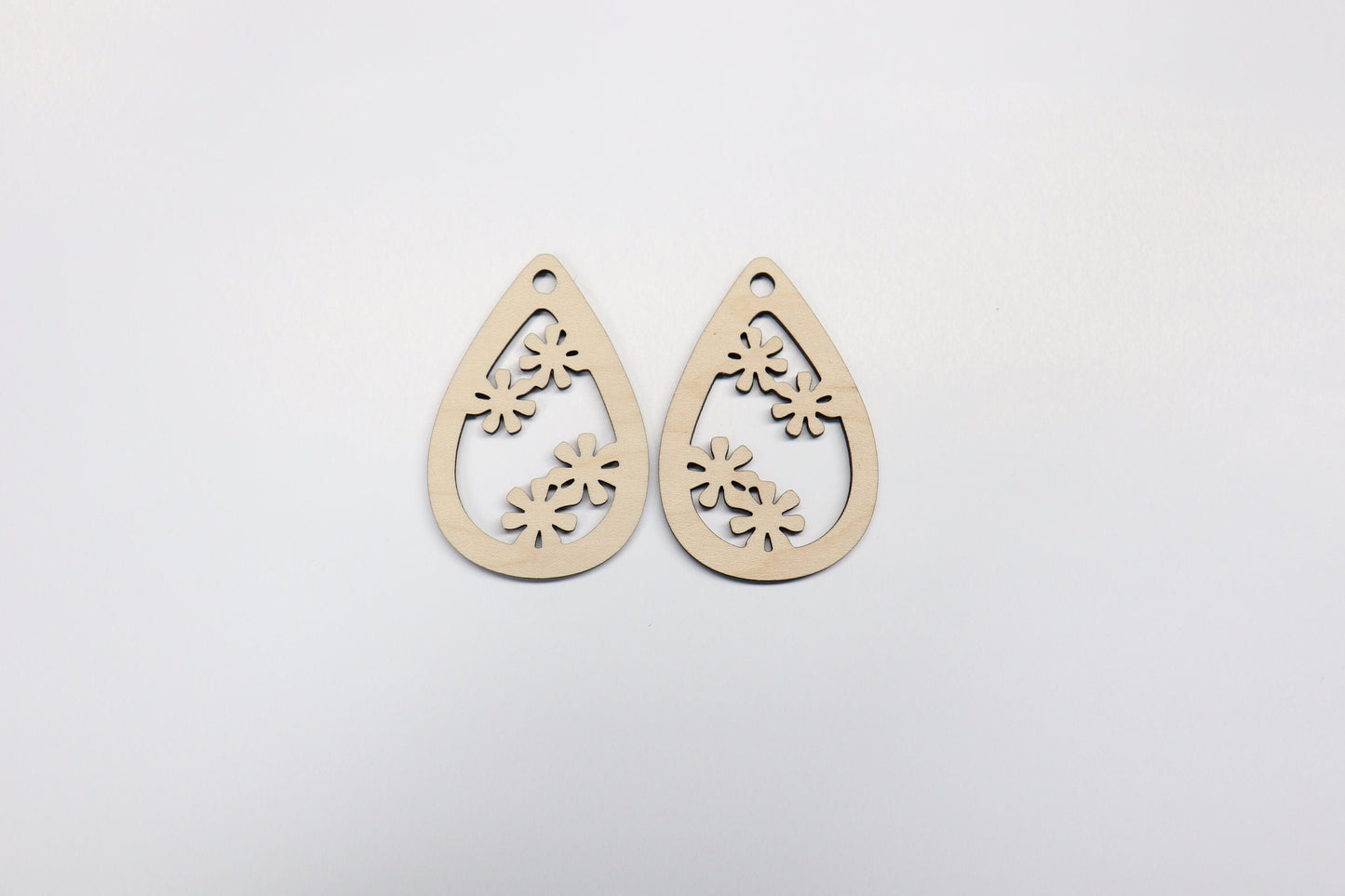 Flower teardrop earring blanks, wood earrings, earring blanks