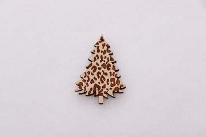 Leopard/Plaid Christmas tree earring cutouts, wood cutouts