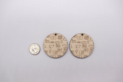 Round wood earring blanks, wood cutouts, earring blanks