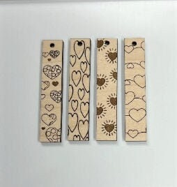 Heart Bar wood earring blanks, earring supplies, wood blanks