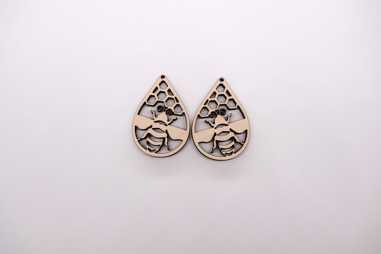 Bee Teardrop wood earring blanks, wood cutouts, earring blanks