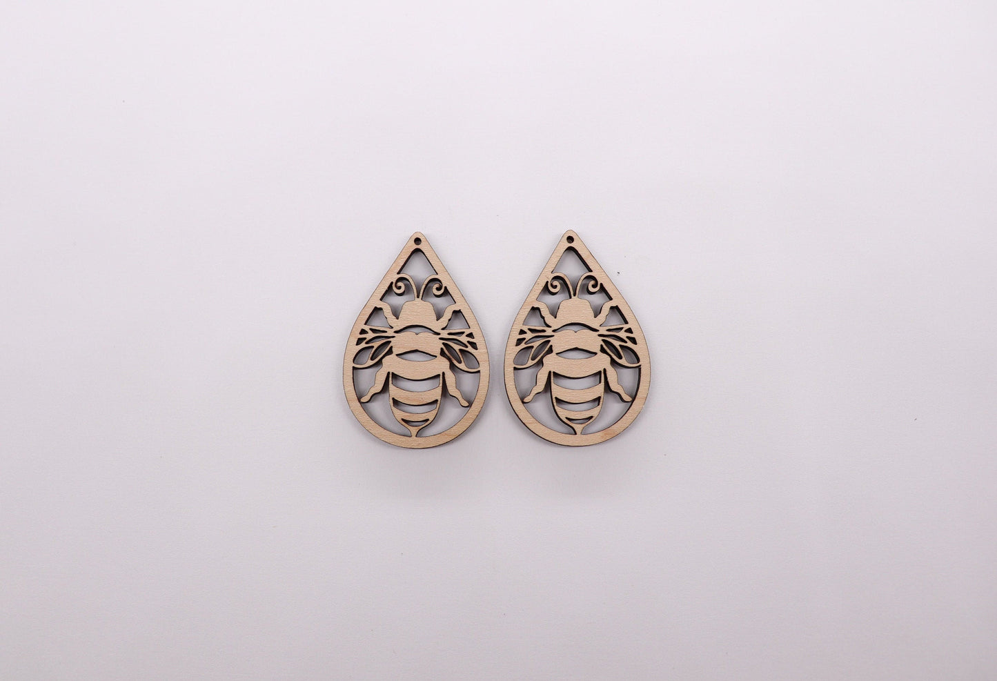 Bee Teardrop wood earring blanks, wood cutouts, earring blanks