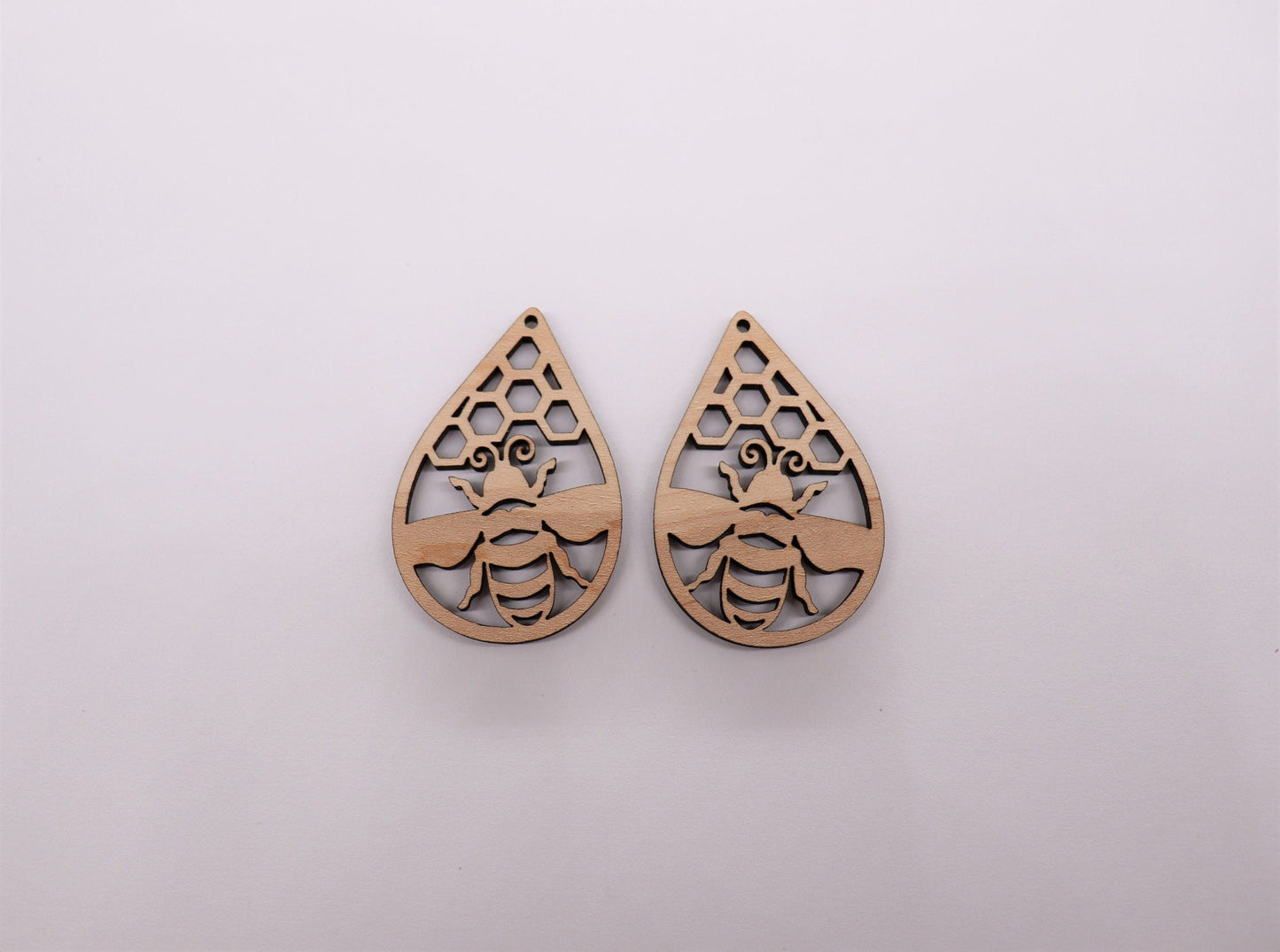 Bee Teardrop wood earring blanks, wood cutouts, earring blanks