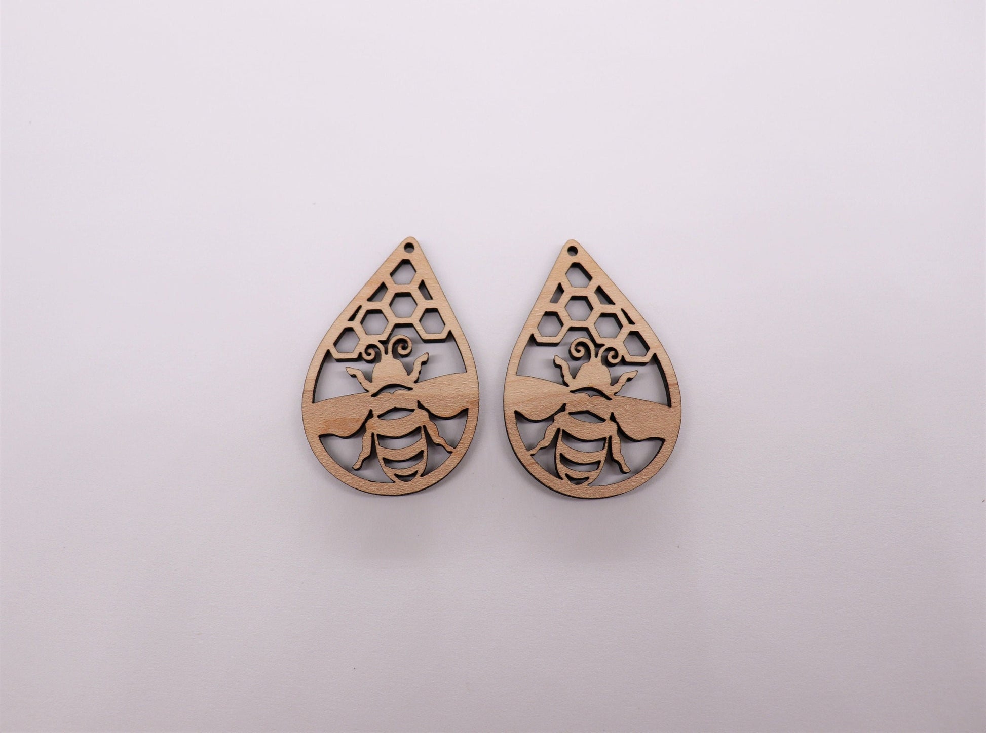 Bee Teardrop wood earring blanks, wood cutouts, earring blanks