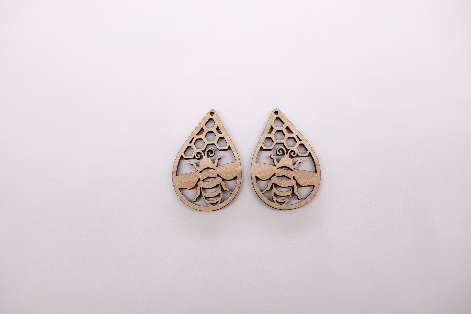 Bee Teardrop wood earring blanks, wood cutouts, earring blanks