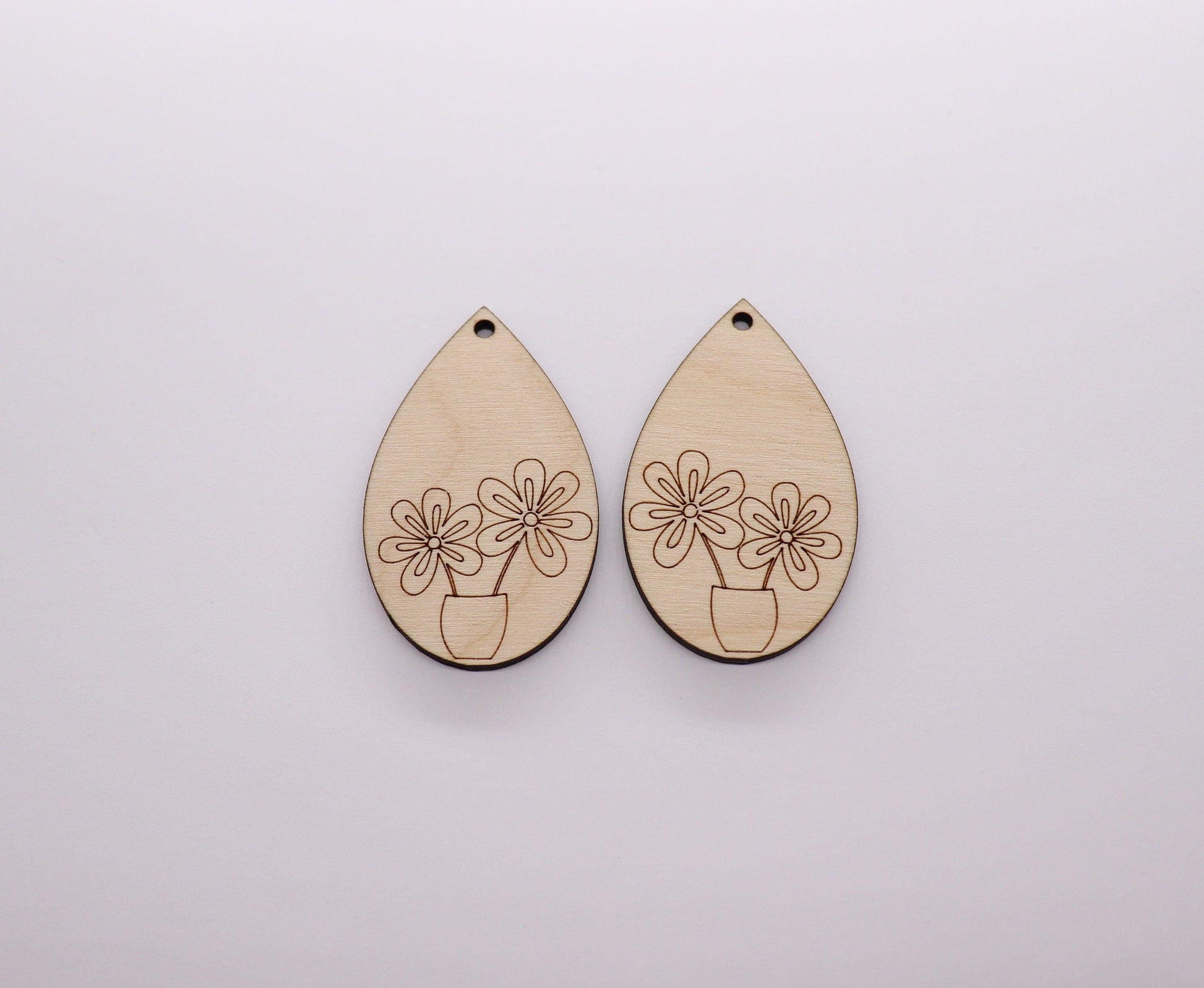 Floral wood earring blanks, flower cutouts, wood earrings