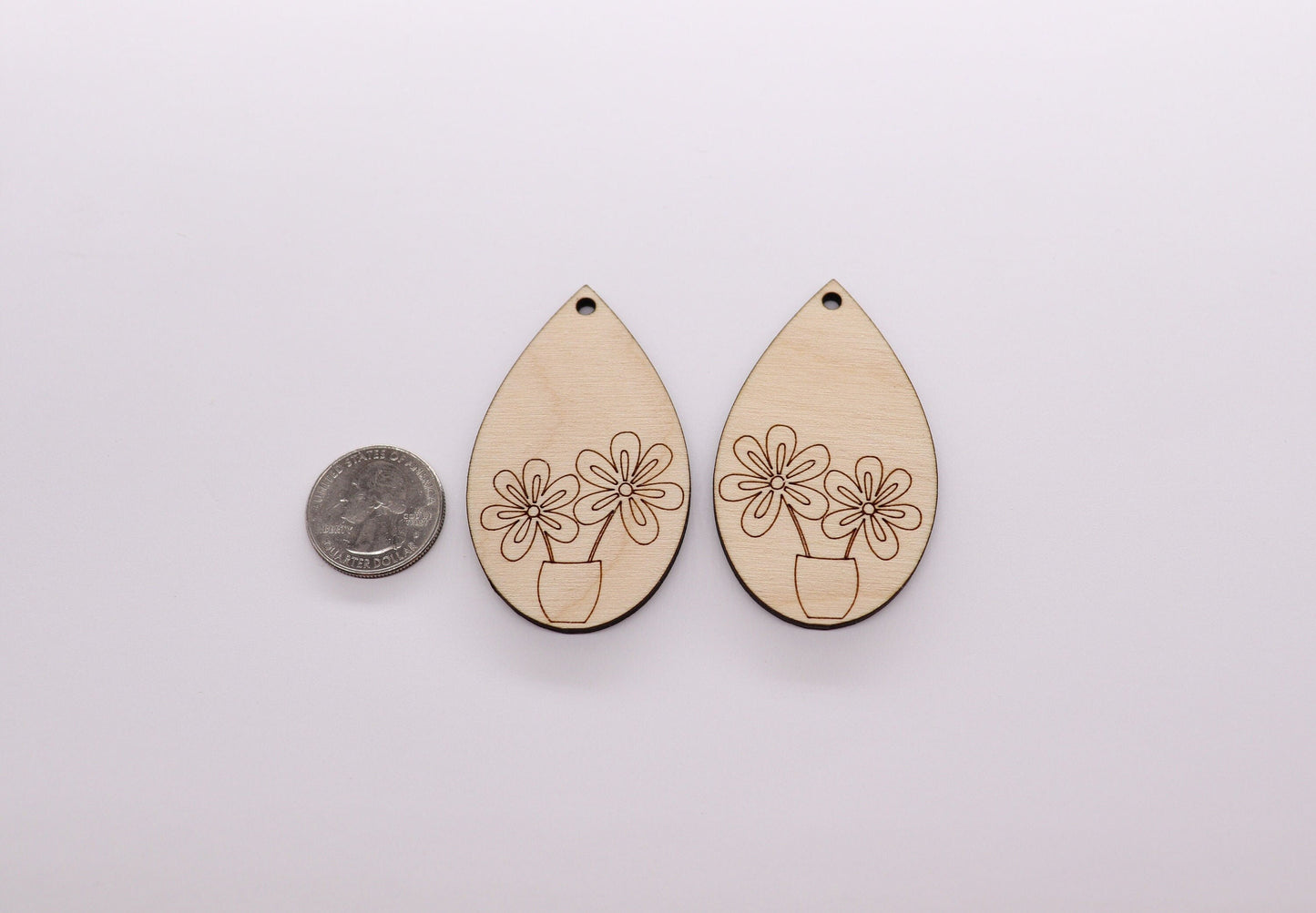 Floral wood earring blanks, flower cutouts, wood earrings