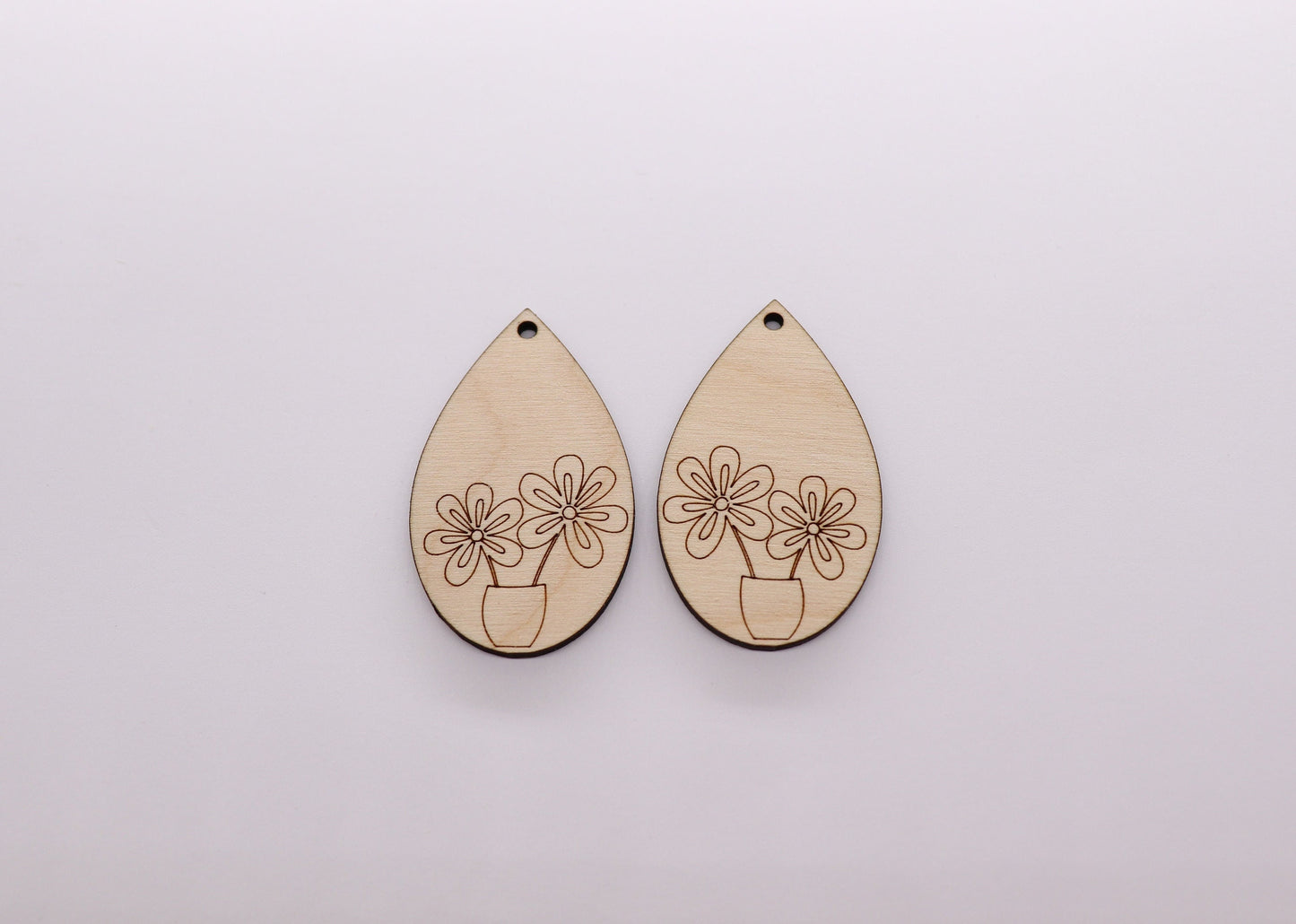 Floral wood earring blanks, flower cutouts, wood earrings