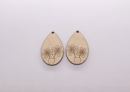 Floral wood earring blanks, flower cutouts, wood earrings