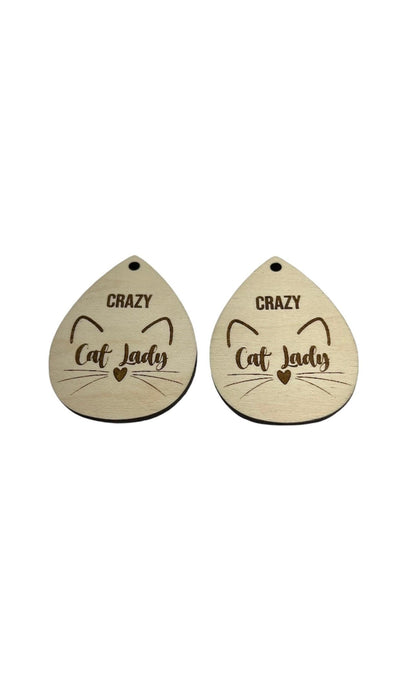 Cat lady earring blanks, wood blanks, wood earrings