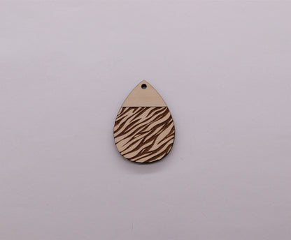 Zebra print teardrop blanks, wood teardrops, earring blanks