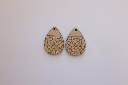 Teardrop earring blanks, wood cutouts, earring blanks