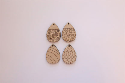 Teardrop earring blanks, wood cutouts, earring blanks