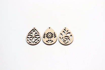 Teardrop wood earring blanks, DIY earrings, earring blanks, sold per set