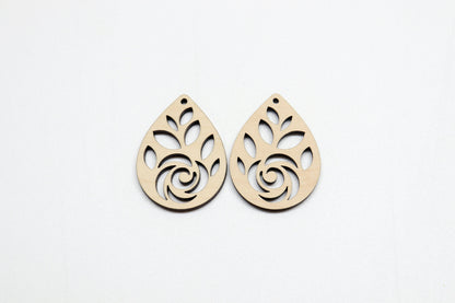 Teardrop wood earring blanks, DIY earrings, earring blanks, sold per set