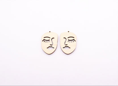 Face earrings, Laser cut, sold per set, earring blanks