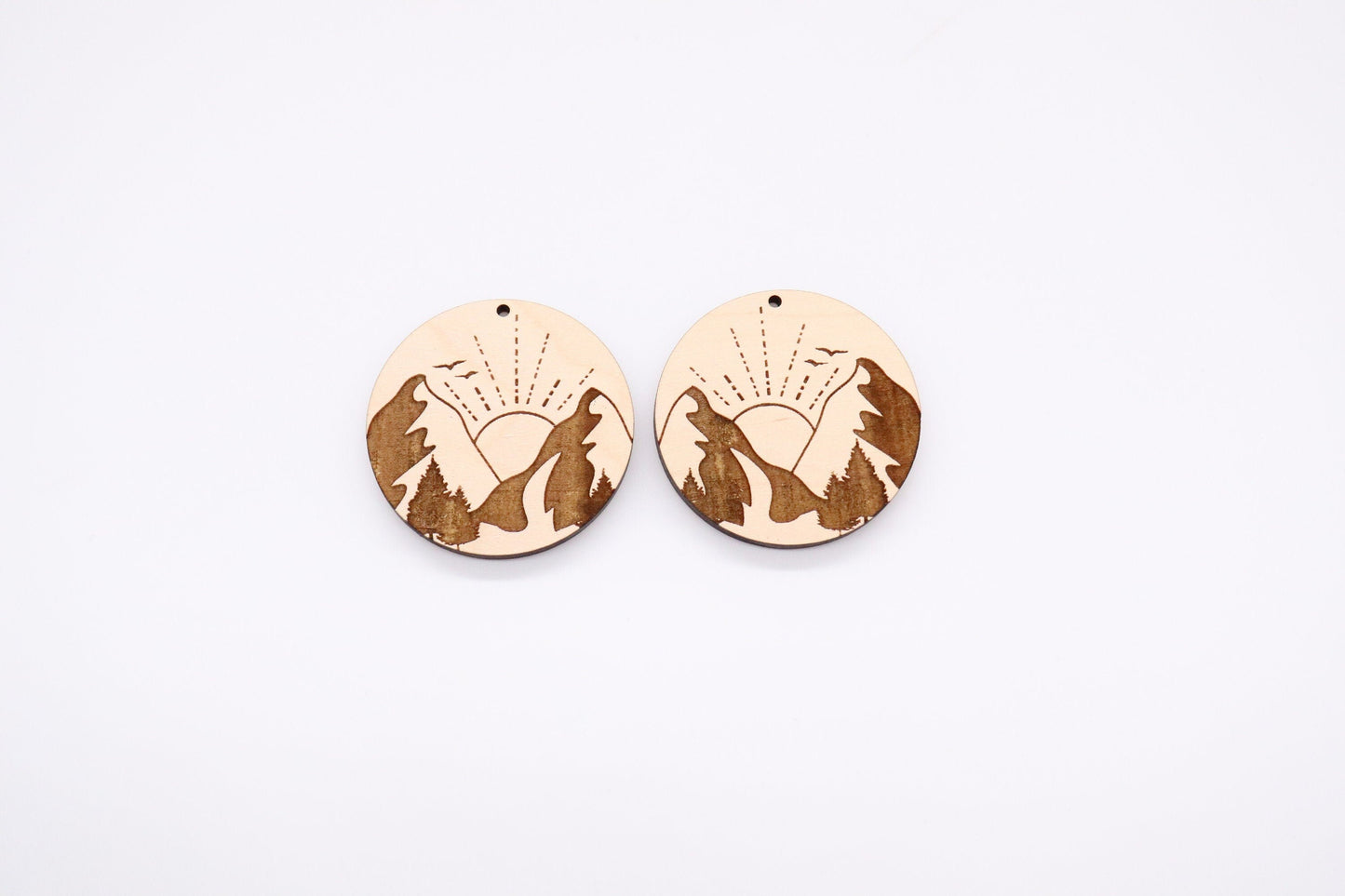 Mountain earrings,  wood earring , sold per set