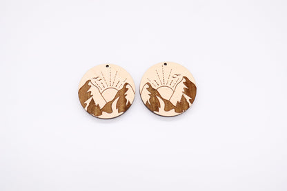 Mountain earrings,  wood earring , sold per set