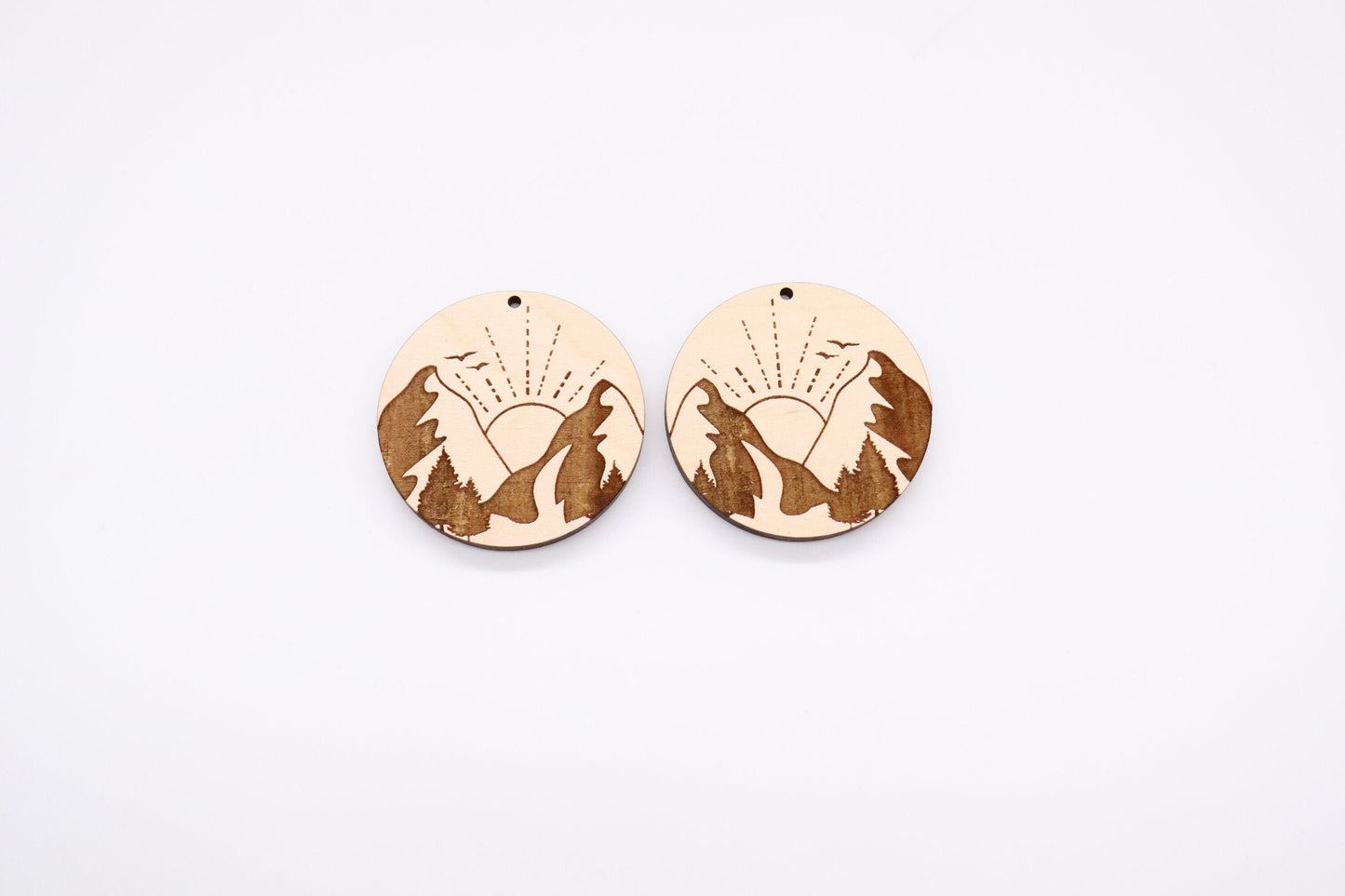 Mountain earrings,  wood earring , sold per set