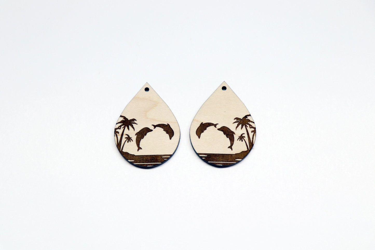 Dolphin earrings, laser cut wood blanks, earring blanks