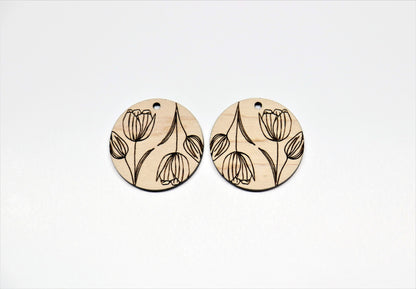 Round wood blanks,  wood earring blanks, DIY earrings, earring blanks, sold per set