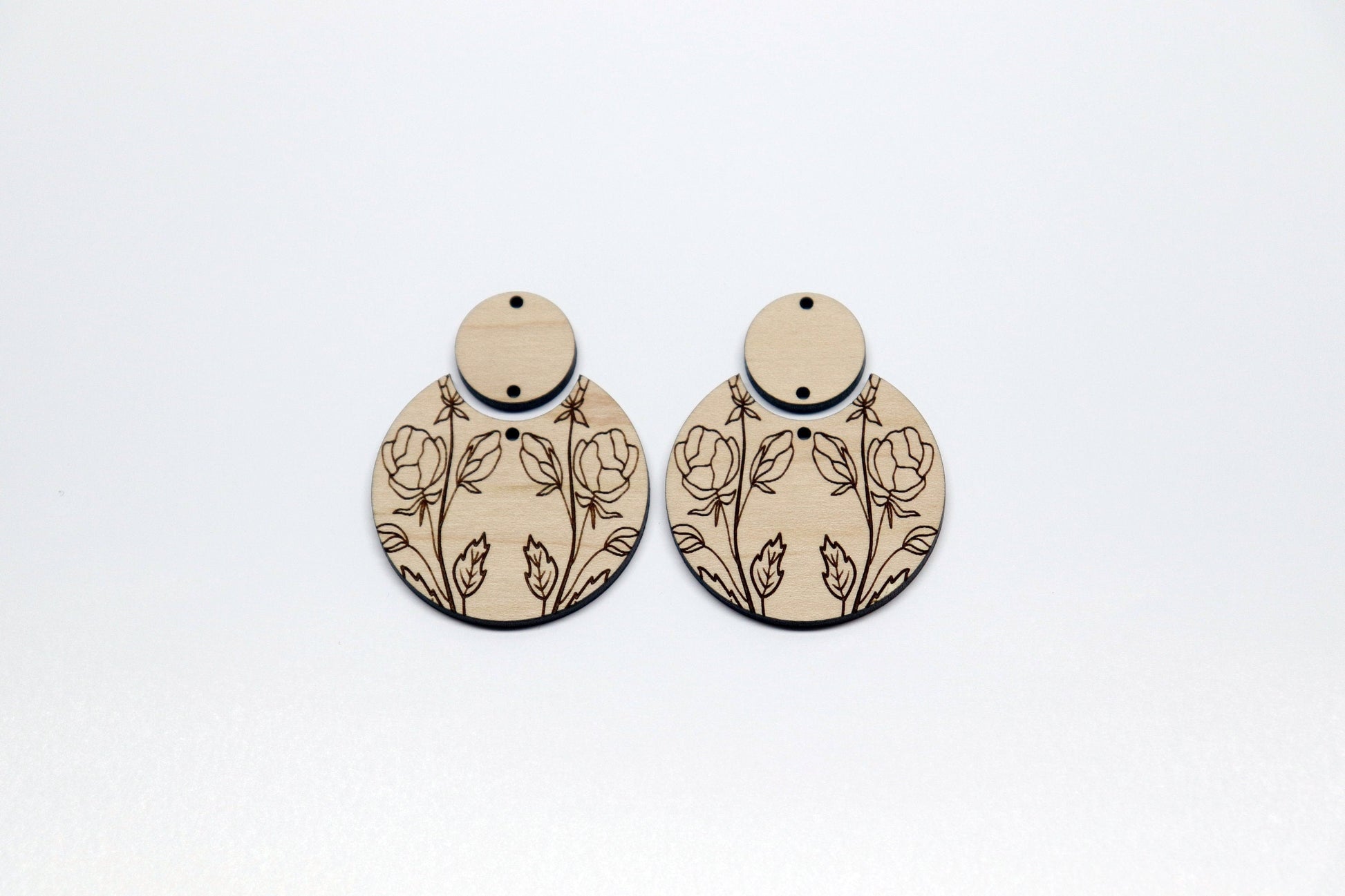 Round wood earring blanks, DIY earrings, earring blanks, sold per set