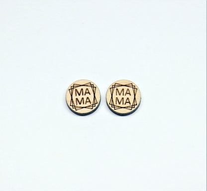 Wood earring blanks, mama earrings, earring blanks, wood studs, sold per set