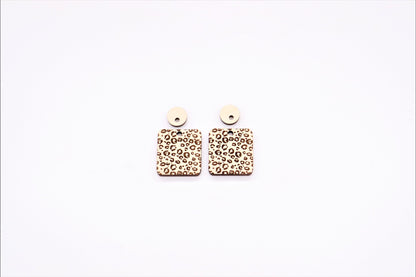 Leopard print 2 piece blanks, wood cutouts, earring blanks