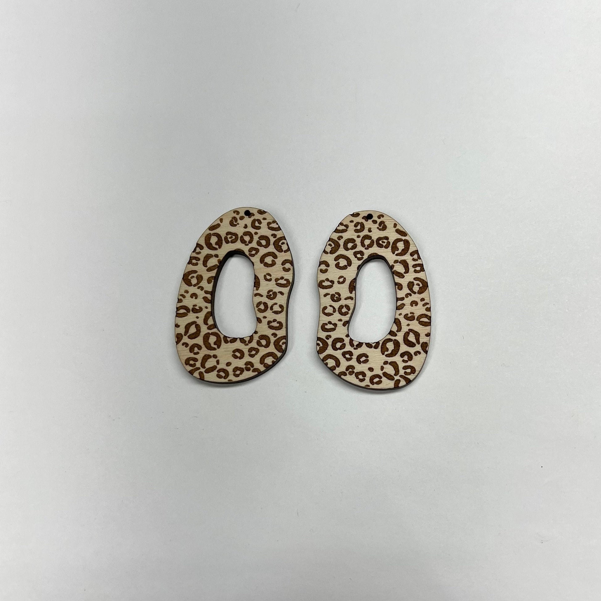 Leopard print bean blanks, wood blanks, earring blanks