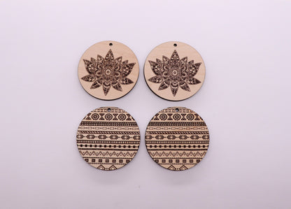 Round wood earring blanks, wood cutouts, earring blanks